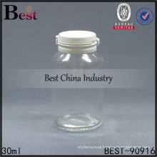 transparent 30ml medical glass bottle, 1oz clear glass sauce capsule pill bottle tear off cap, 1-2 free samples